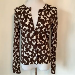 Loft Brown and White Geometric Tissue Cardigan